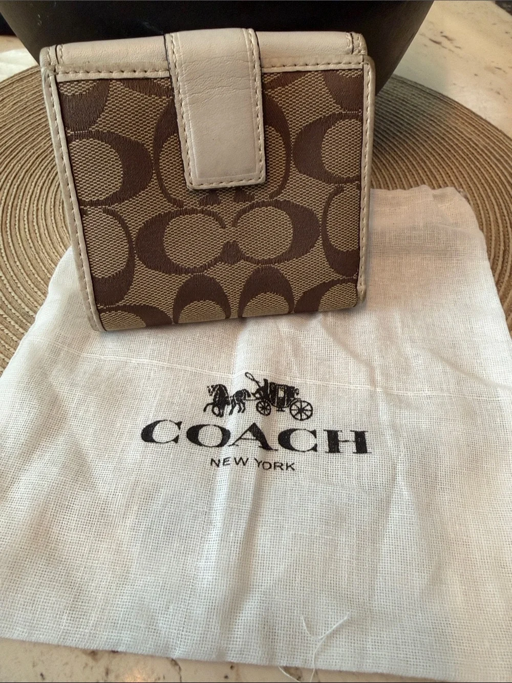 Coach Vintage Bleeker Signature Canvas Wallet with Tattersall Lining SoHo Buckle